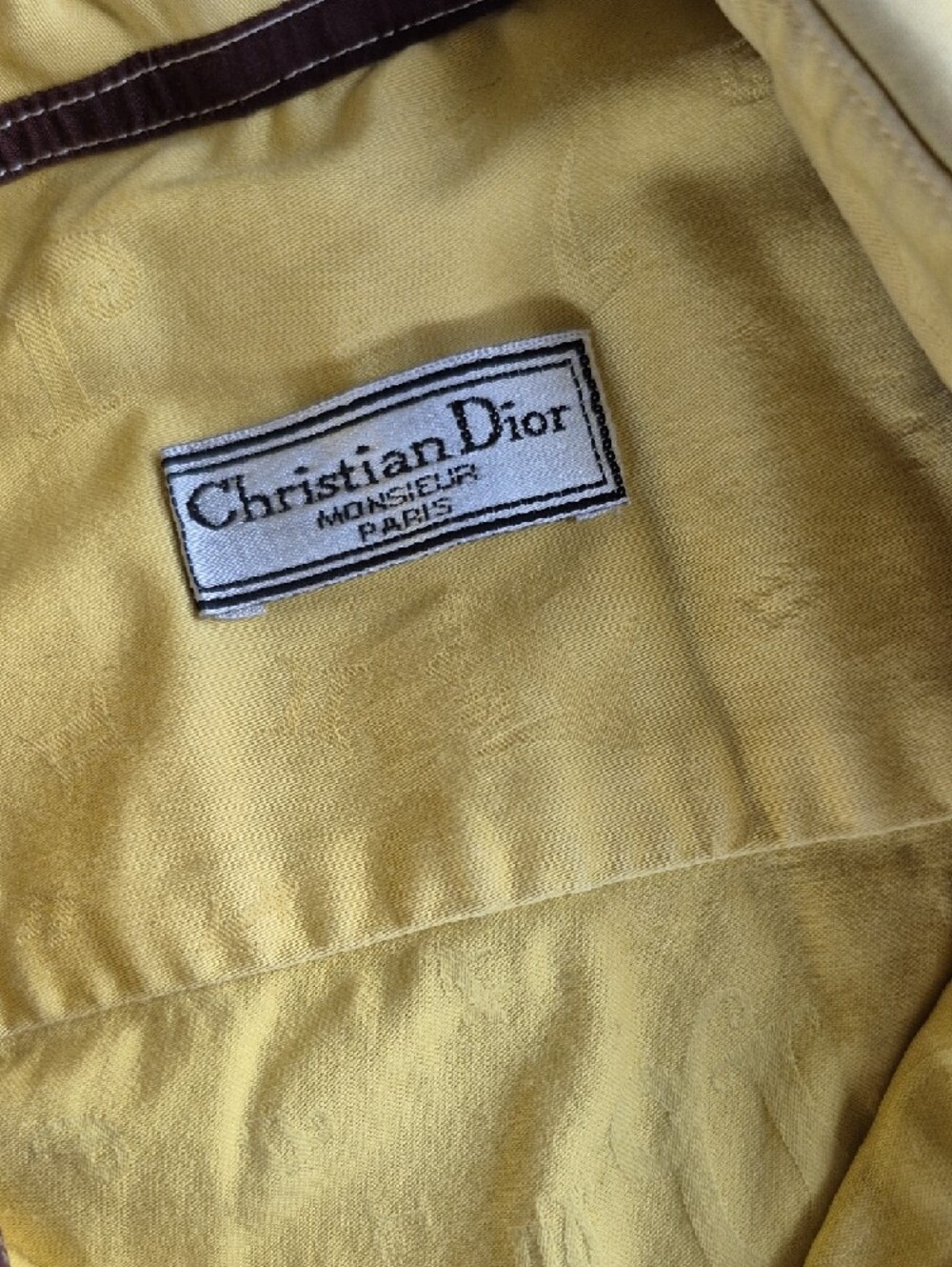 Dior Yellow Button-Down Shirt Jacket with Brown Shoulder Stripes AS is - Picture 2 of 6
